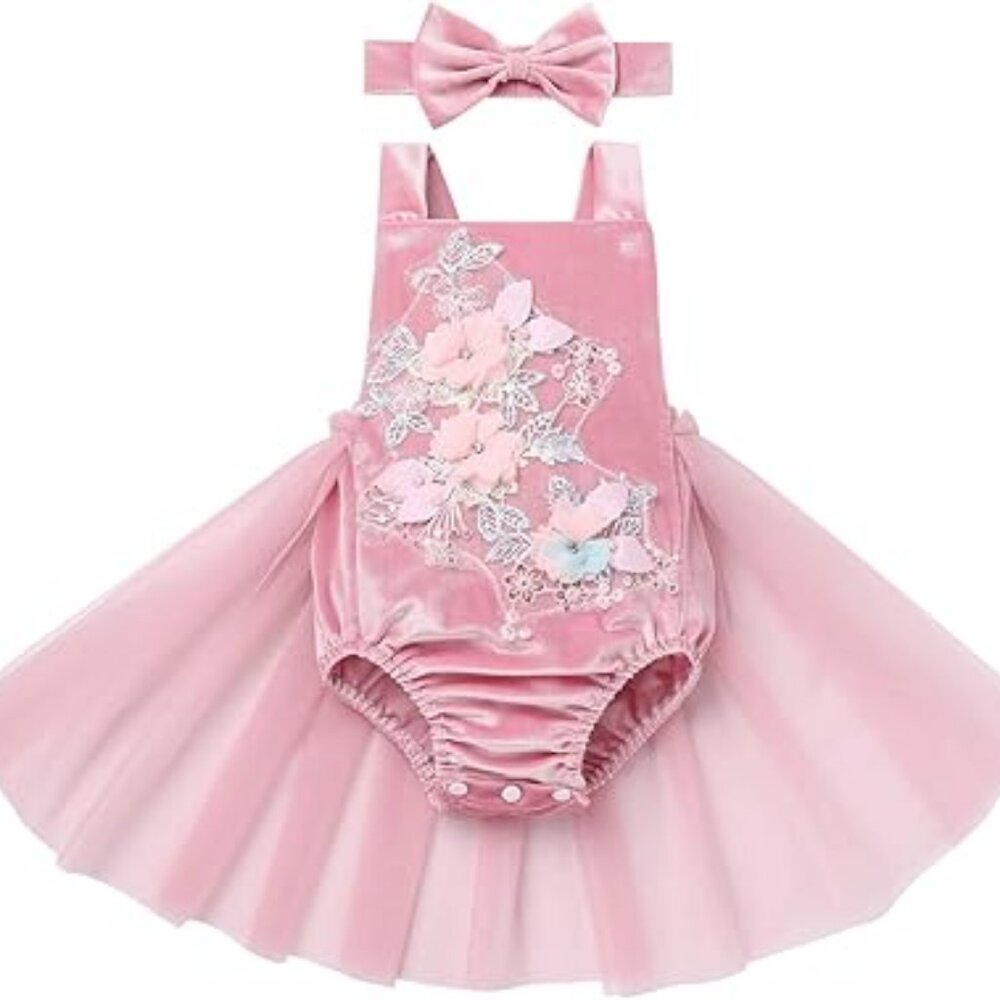 Blush Floral Romper with Tulle